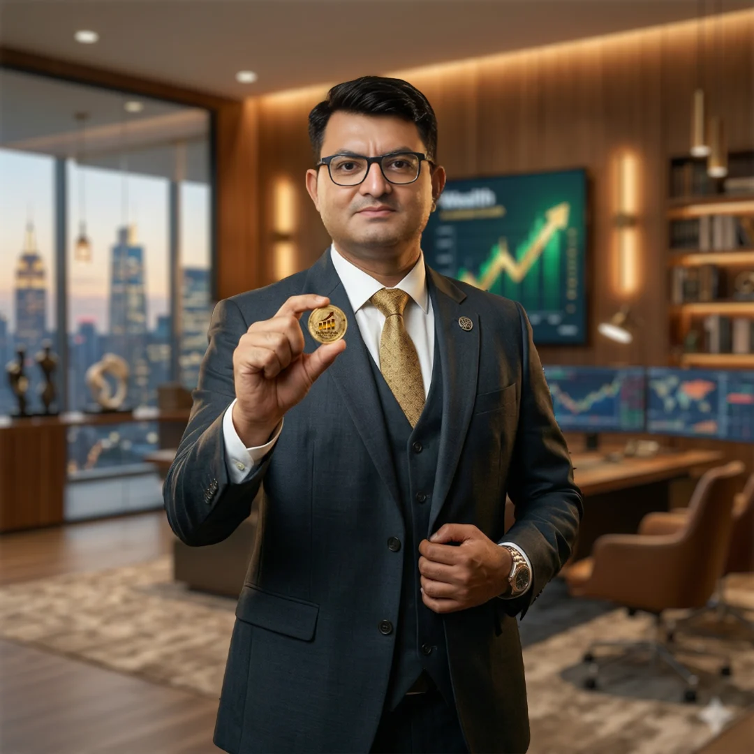 Vivek Investing Coach with Gold Coin